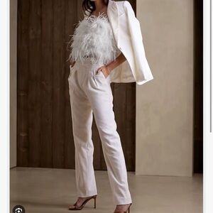 Banana Republic Luna Ostrich Feather Top White #506059 Size Large